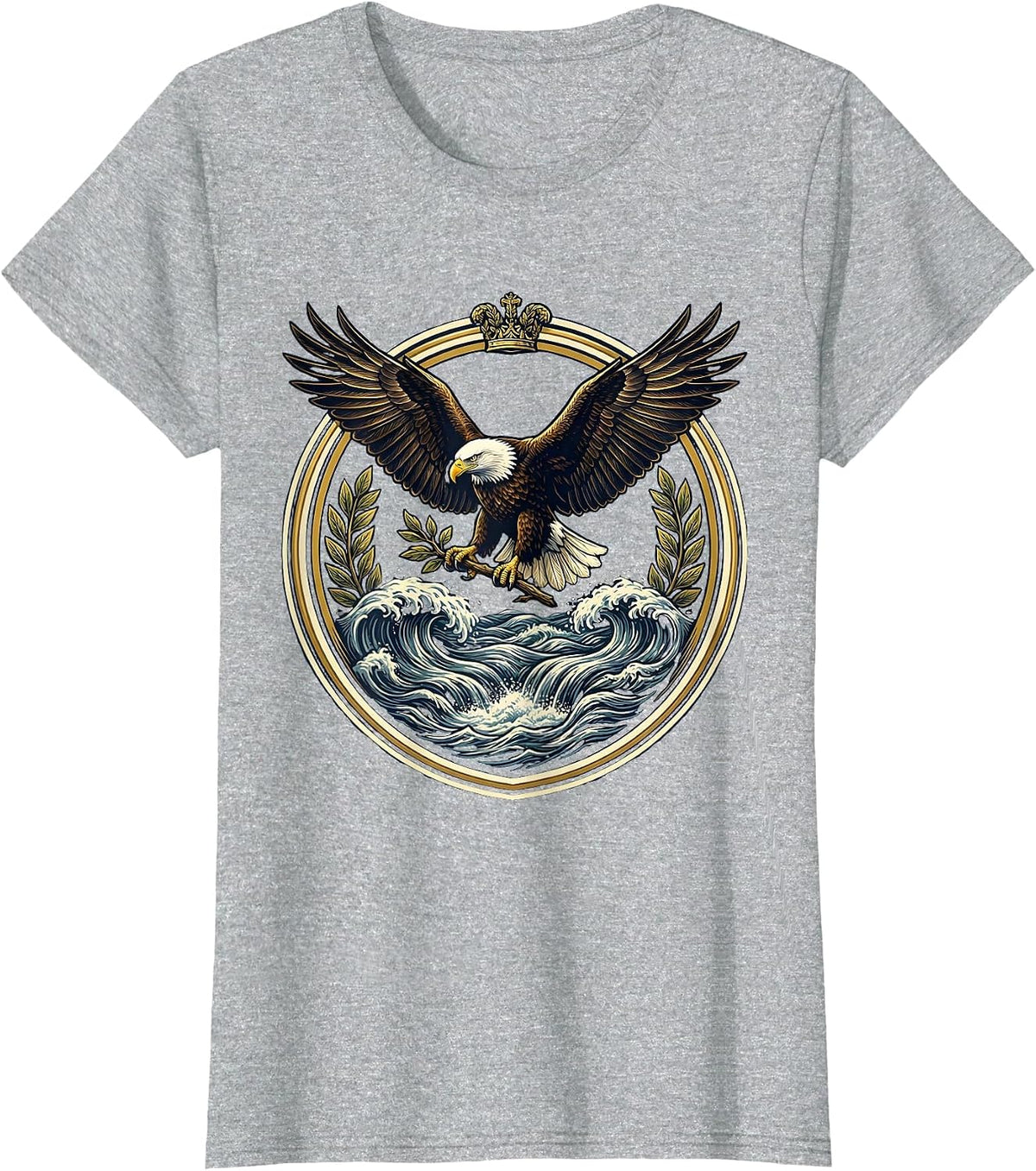 Bald Eagle Chattahoochee River Georgia Design T-Shirt - Heather Grey