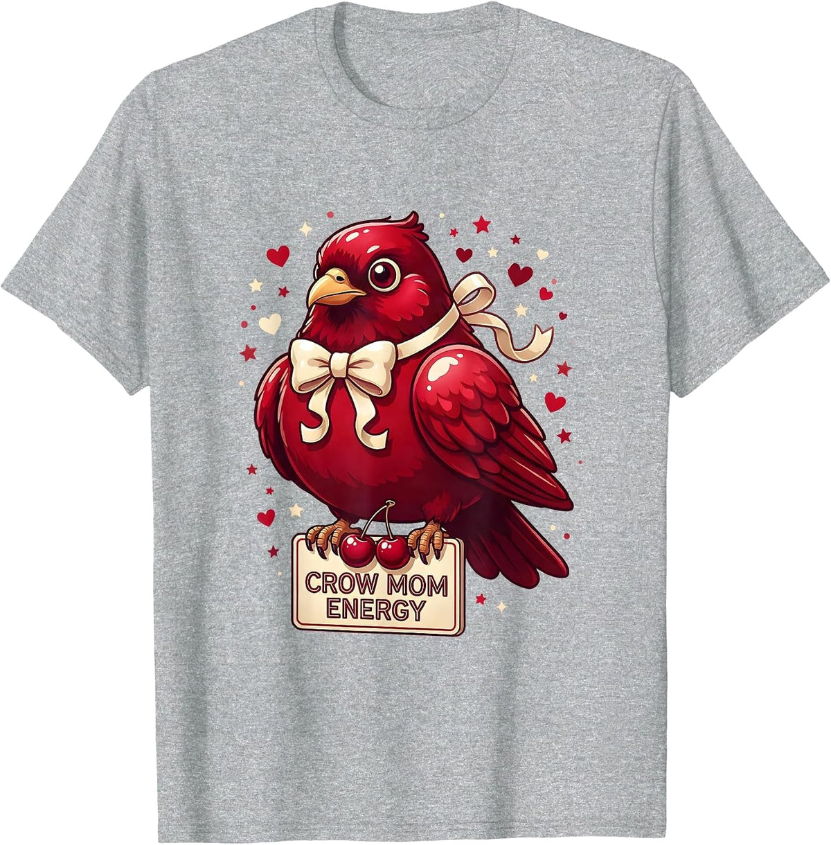 Men's Crow Mom Energy Bold Graphic Design T-Shirt - Heather Grey