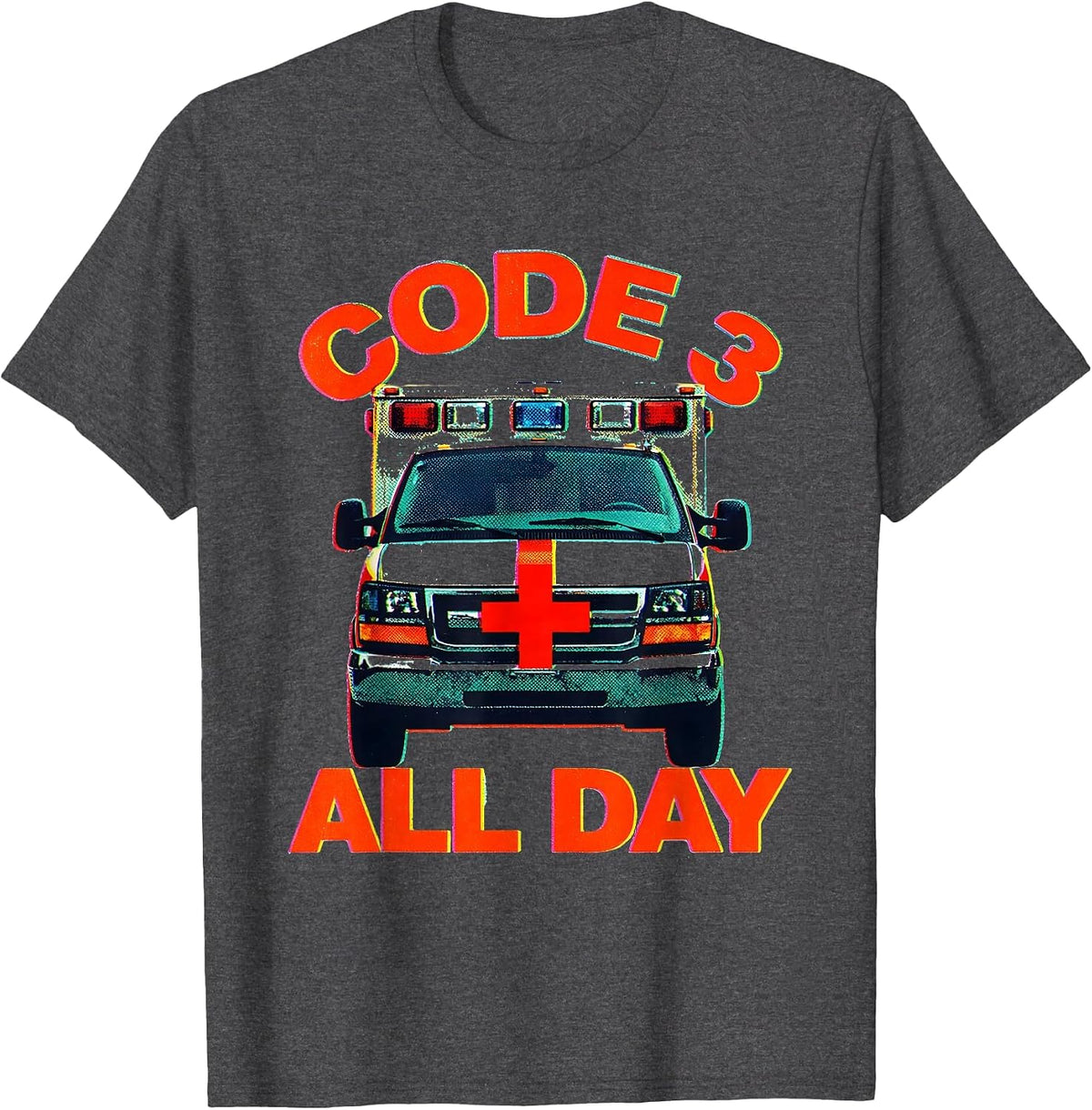 Men's Code 3 All Day EMT Graphic Design T-Shirt - Dark Heather Grey
