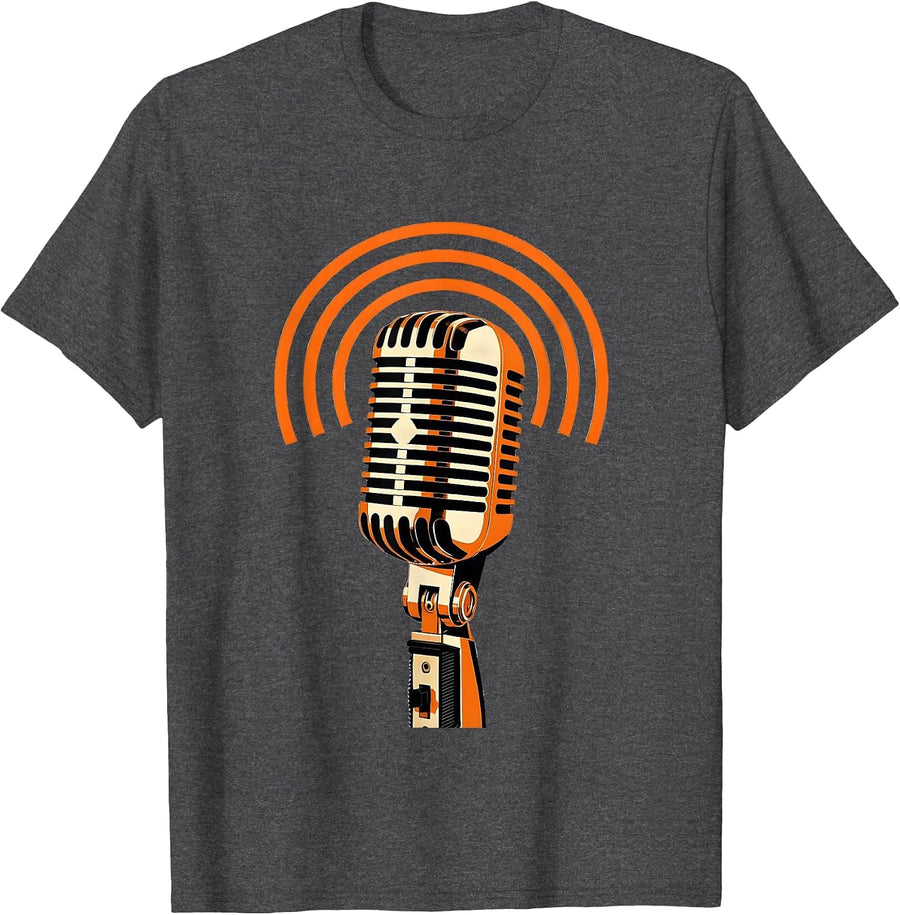 Men's Threaded Pipe Nipple Vintage Microphone Funny Plumber Gift T-Shirt - Dark Heather Grey
