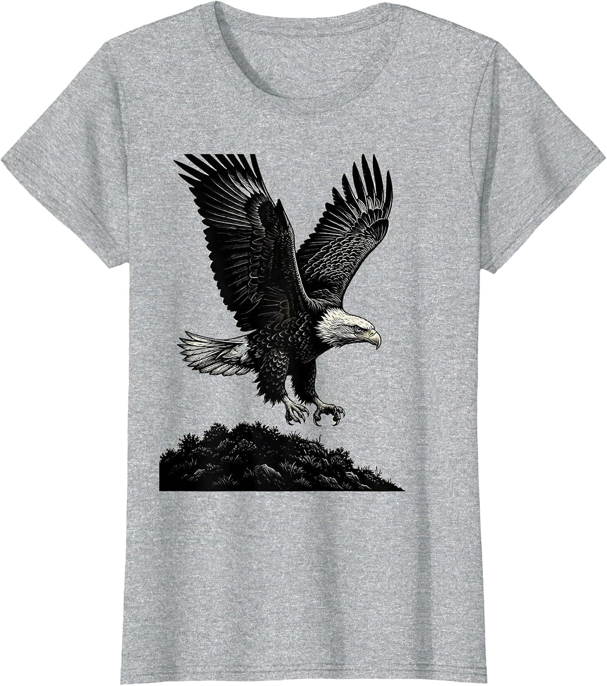 Bald Eagle Scratchboard Mascot Faith Gift T-Shirt - Heather Grey