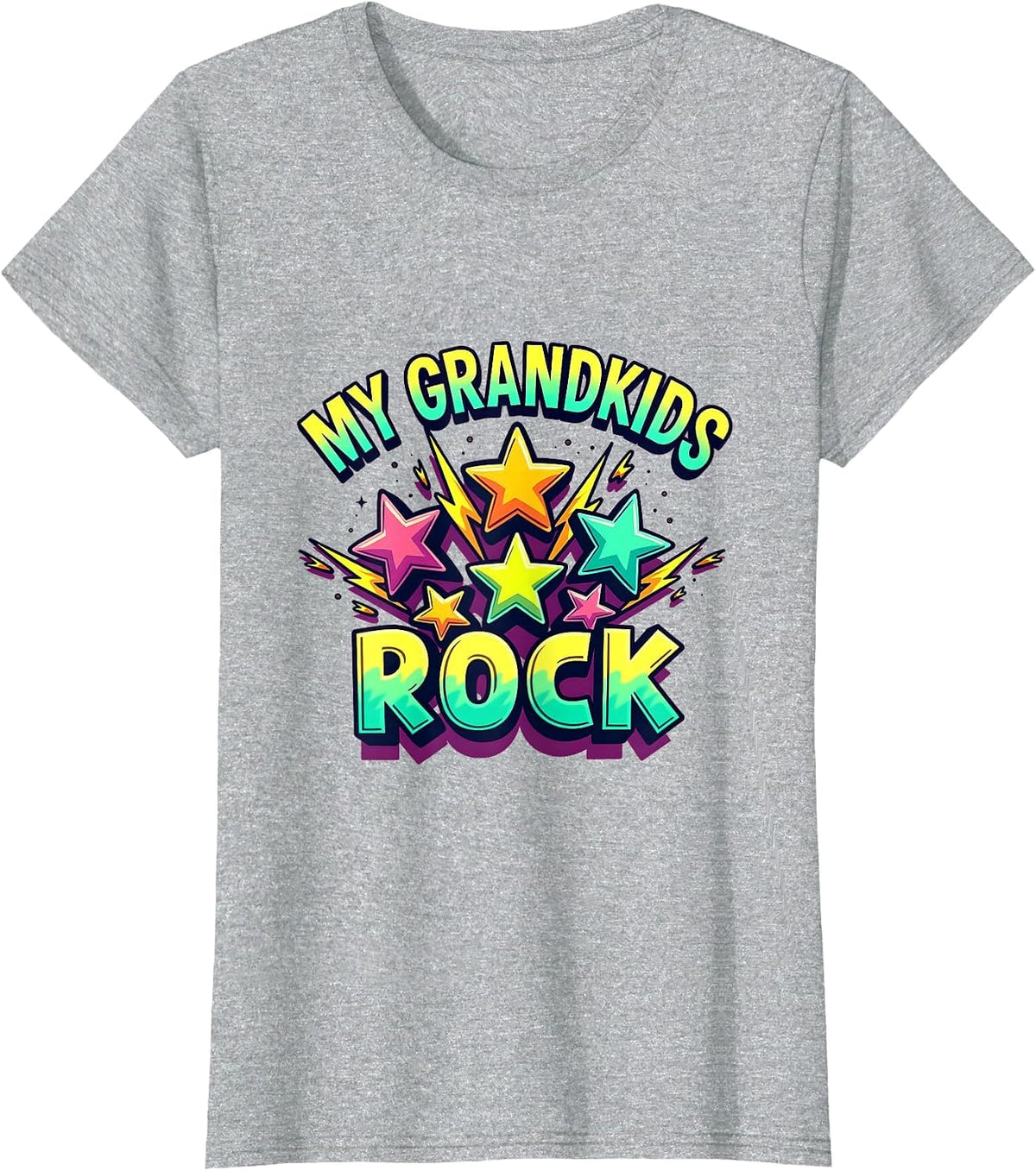 My Grandkids Rock Proud Grandma Design T-Shirt - Heather Grey