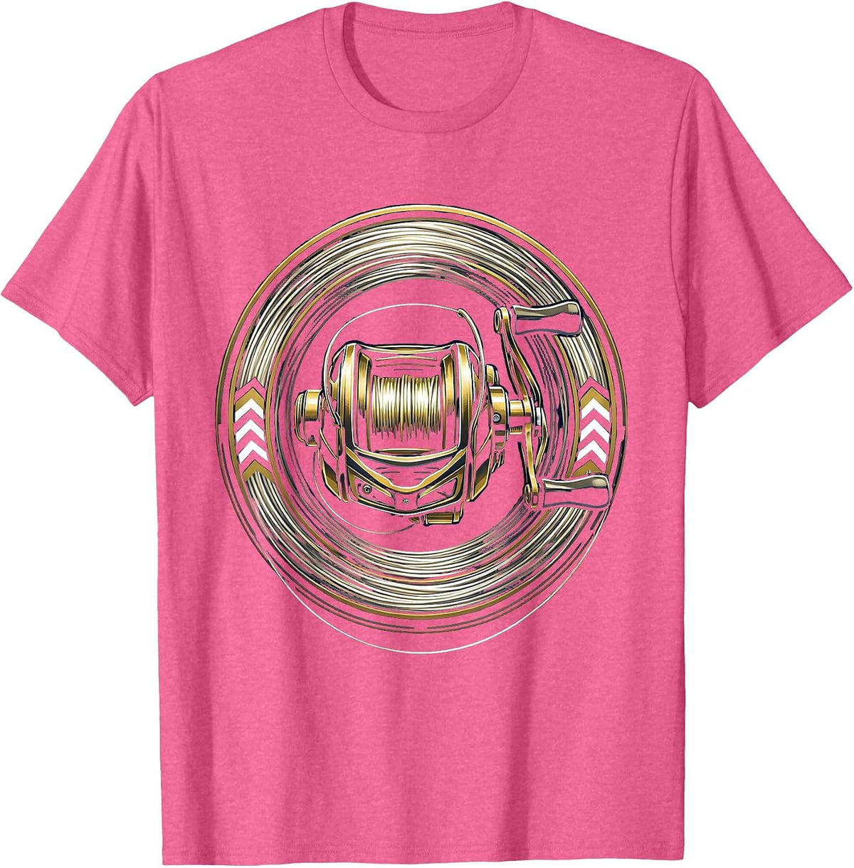 Spinning Reel Monofilament Line Fishing Graphic T-Shirt - Pink Heather