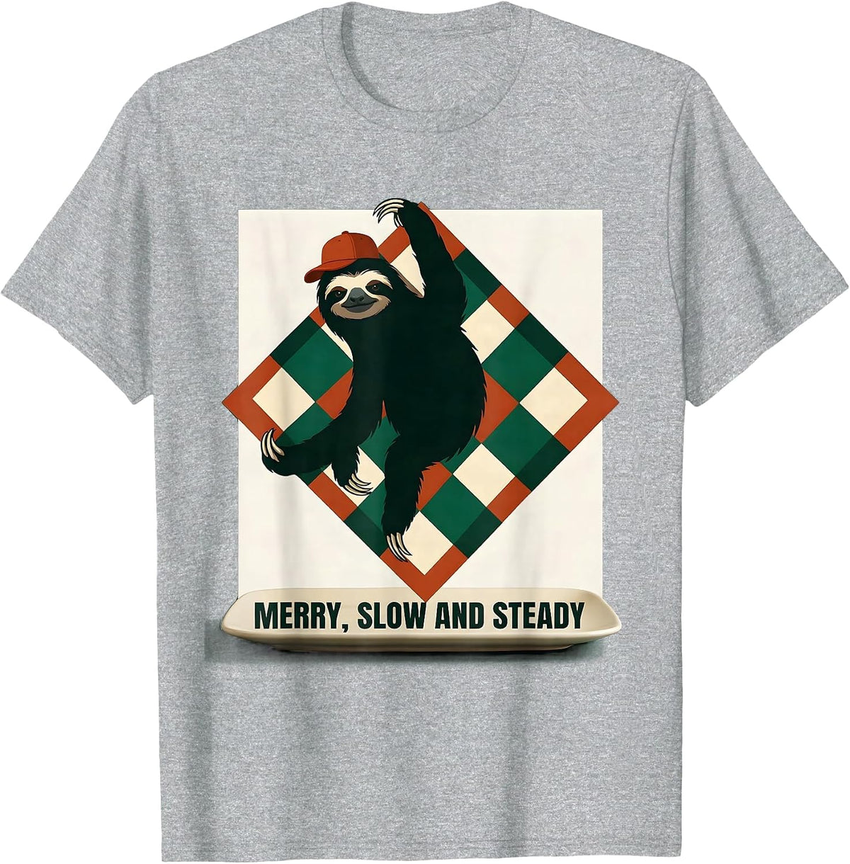 Men's Merry, Slow And Steady Funny Sloth Christmas Humor Sloth T-Shirt - Heather Grey