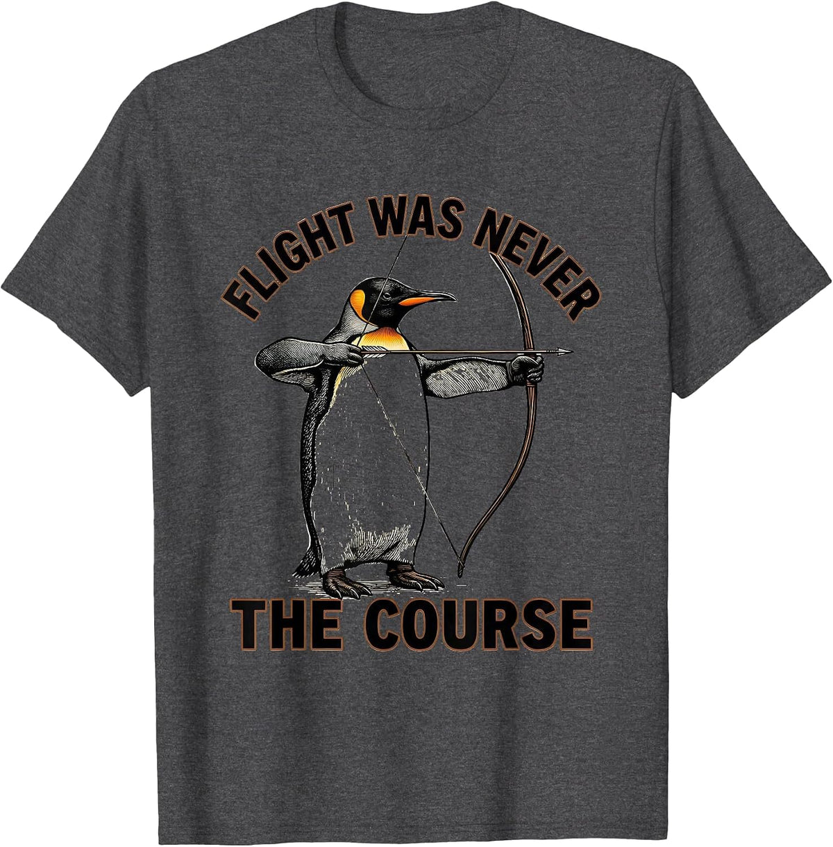 Flight Was Never The Course Funny Penguin Martial Arts Humor T-Shirt - Dark Heather Grey