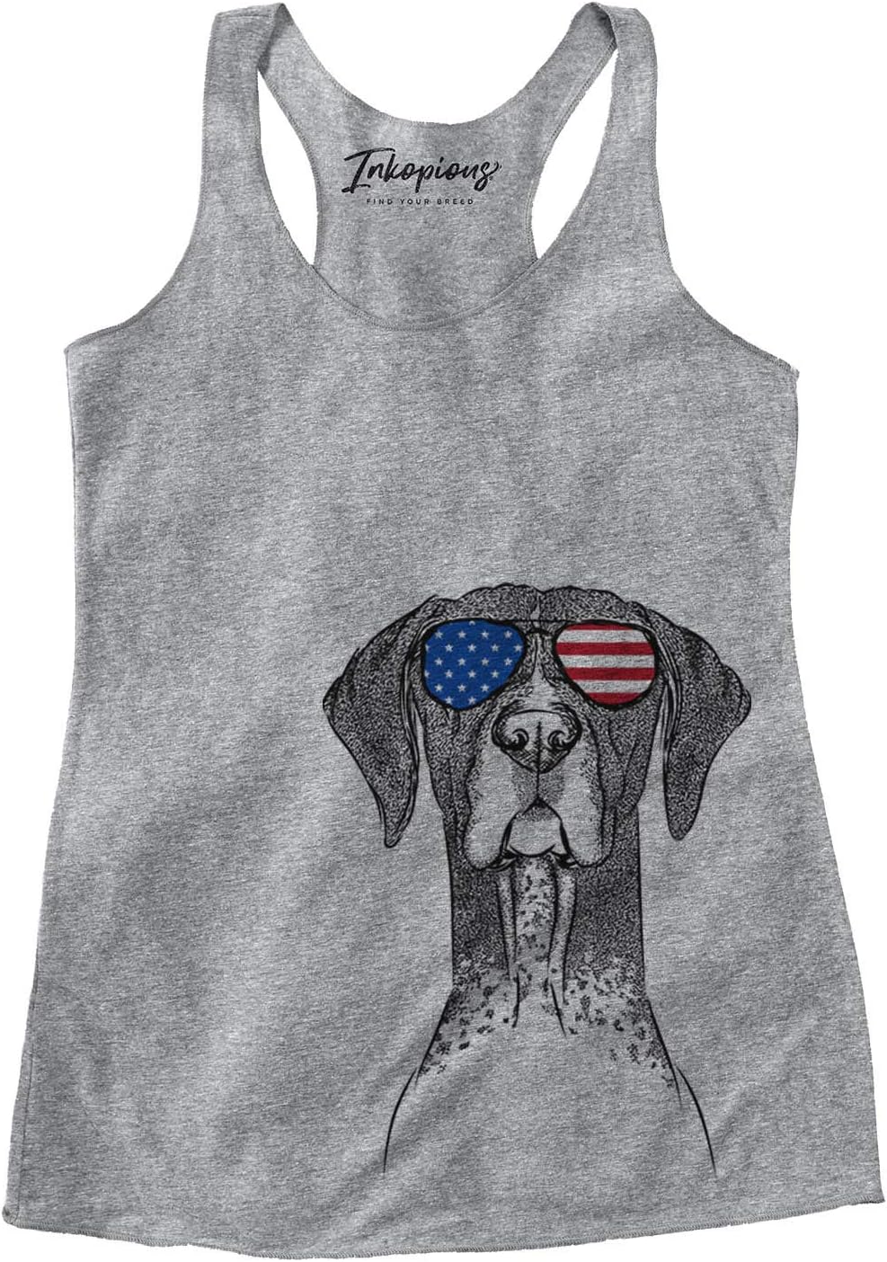 Patriotic Mattis the German Shorthaired Pointer Dog Triblend T-Shirt - Grey Racerback