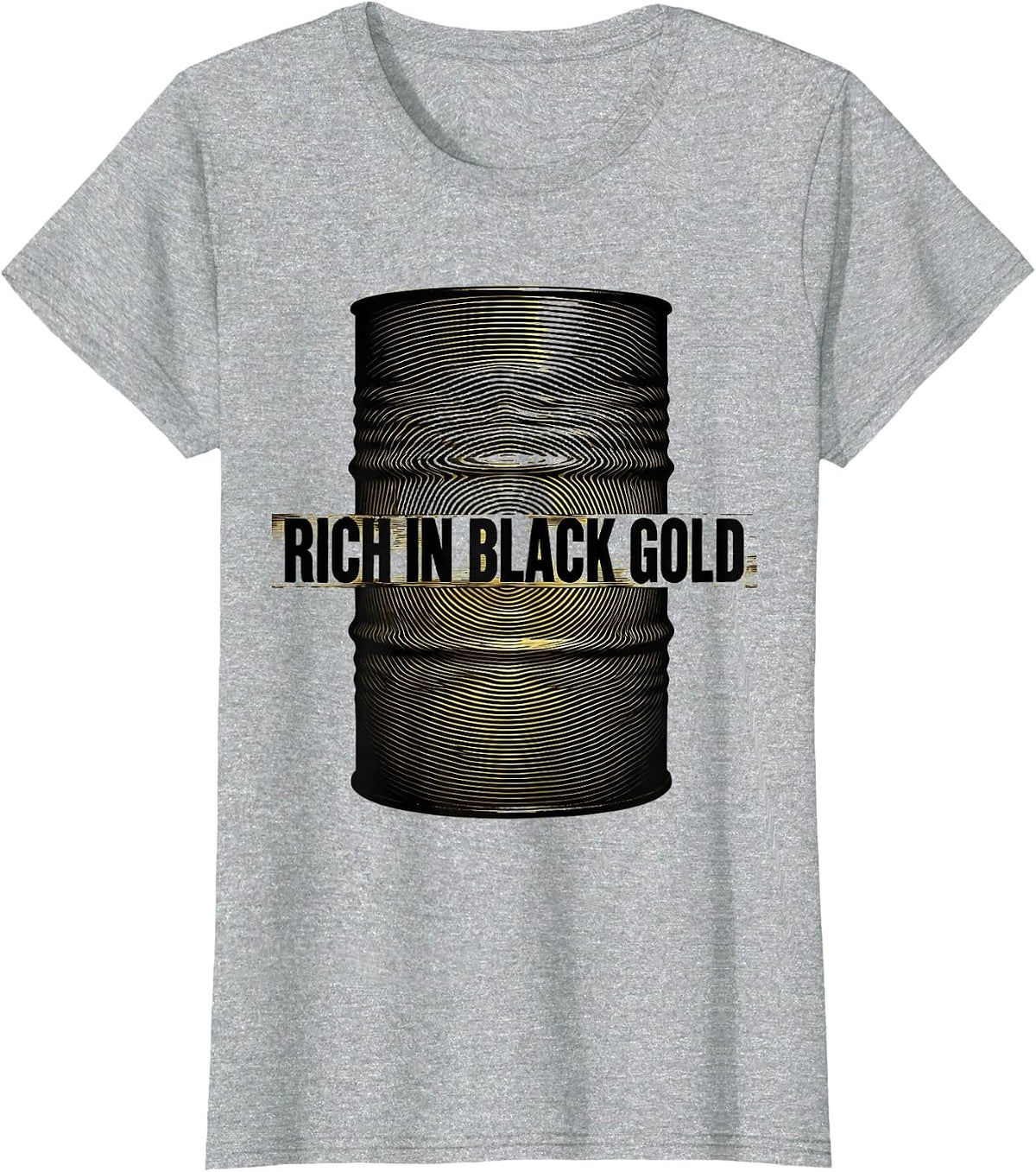Rich in Black Gold Bold Wealth Graphic Design T-Shirt - Heather Grey