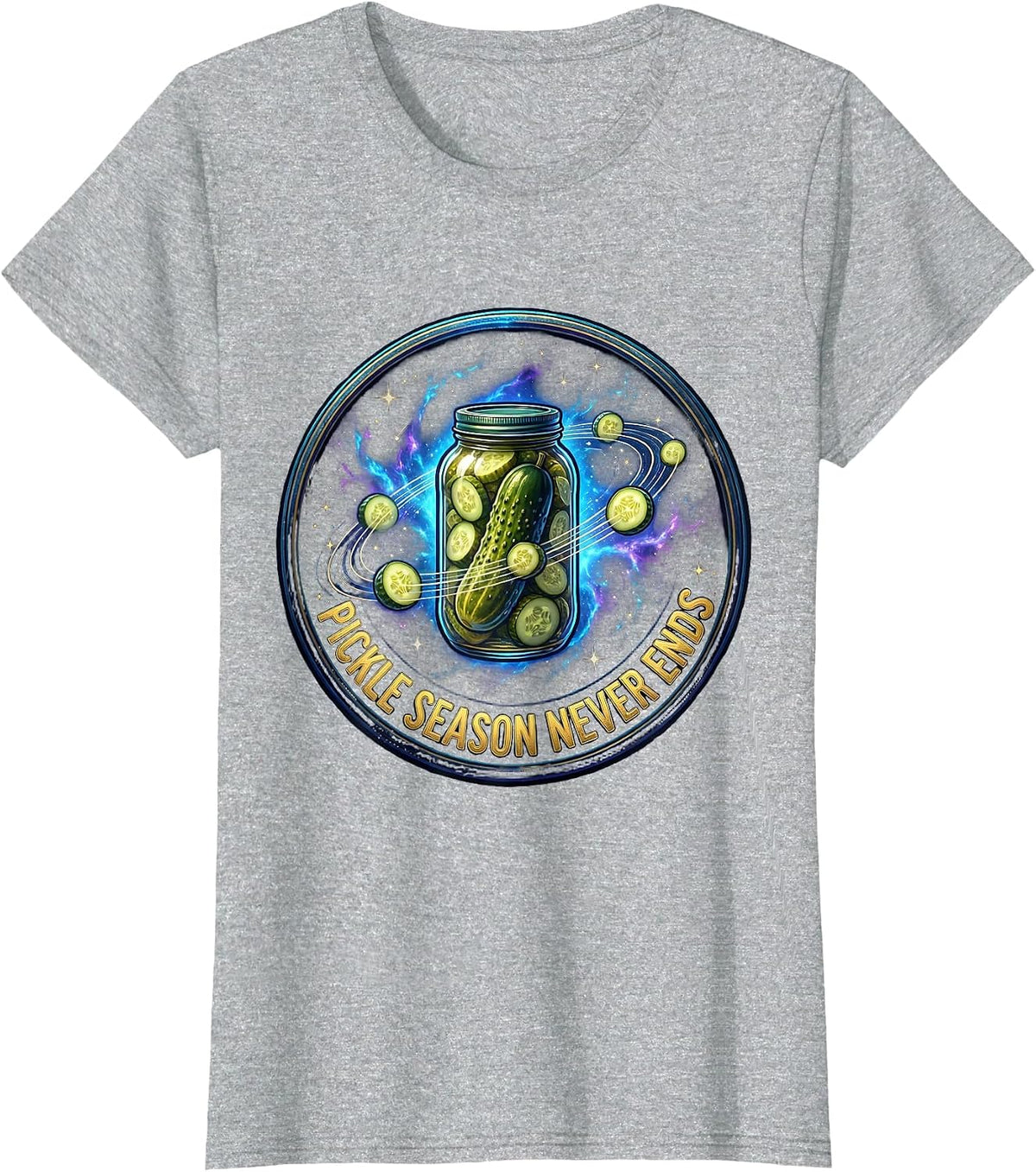 Women's Pickle Season Never Ends Funny Pickle Design T-Shirt - Heather Grey