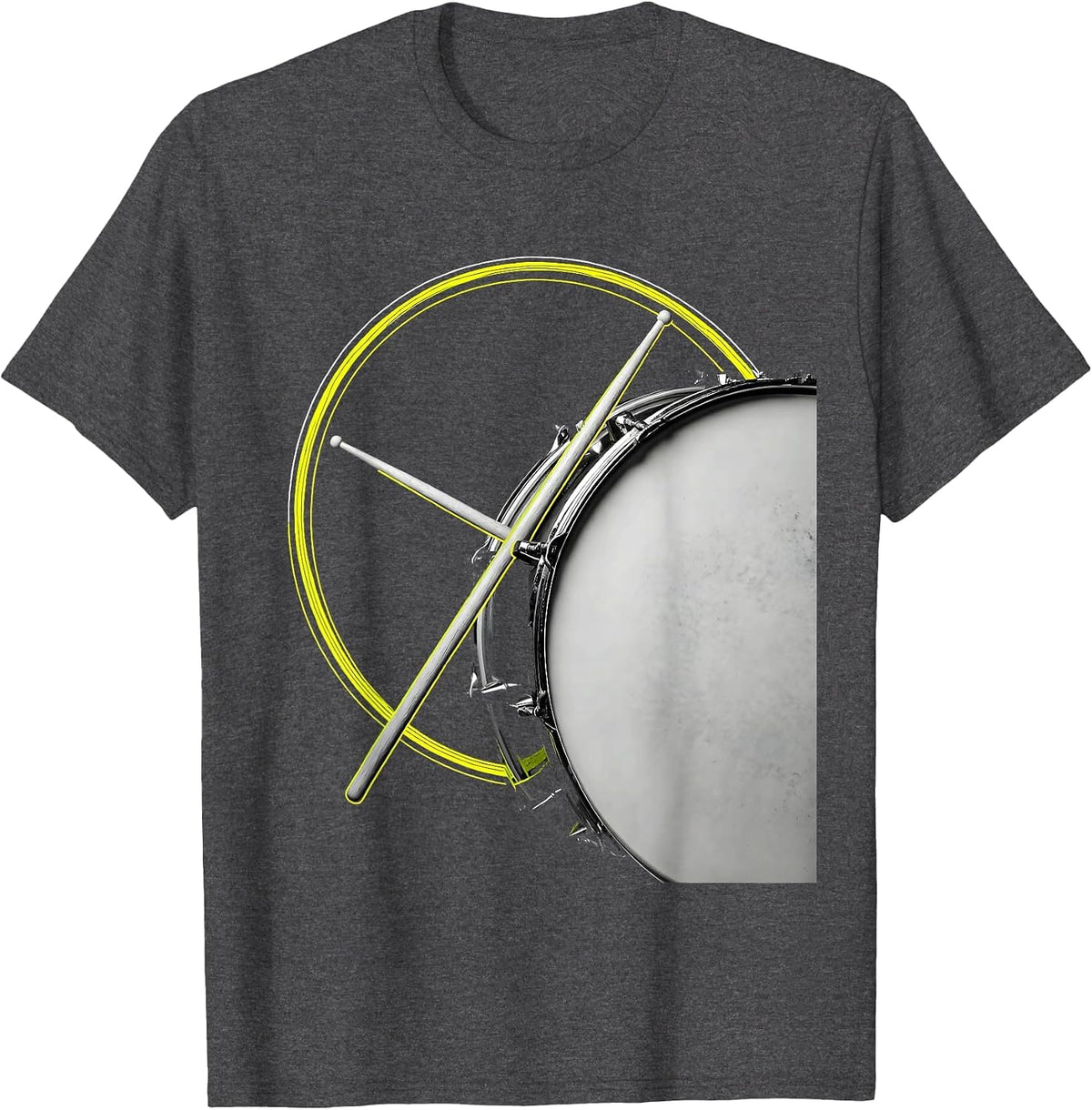 Frame Meets Drum Funny Drummer Humor Vintage T-Shirt - Dark Heather Grey