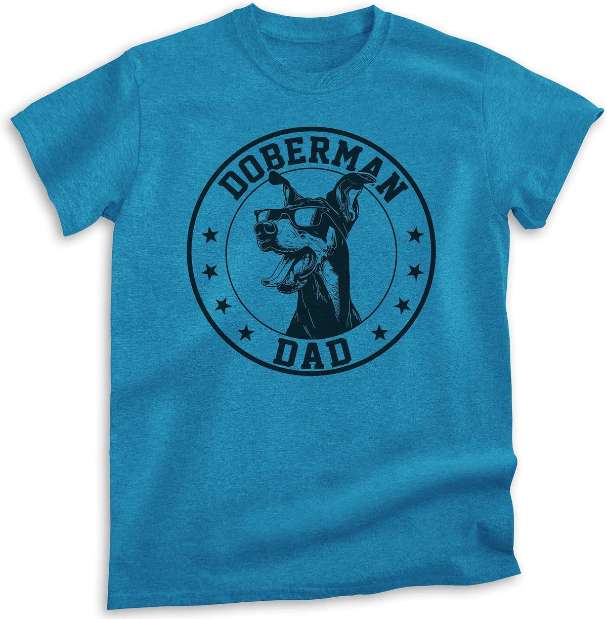 EVERTREE CLOTHING Doberman Dad T-Shirt, Unisex Men's Shirt, Doberman Pinscher Owner, Best Dog Dad Gift - Heather Blue