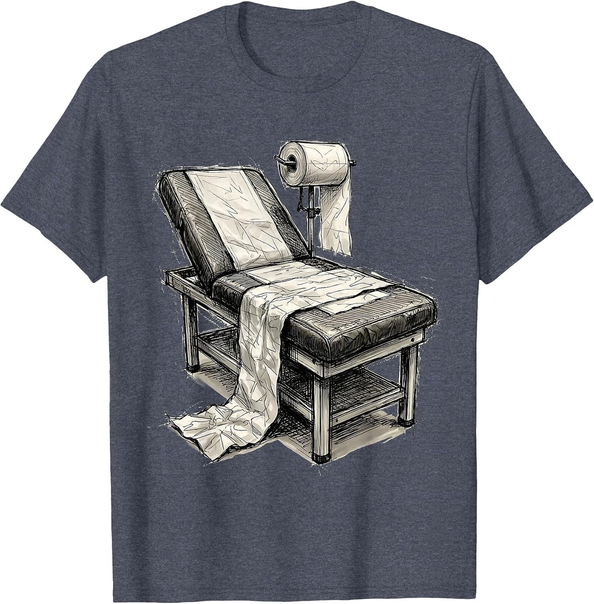 School Nurse Exam Table Illustration Gift T-Shirt - Heather Blue