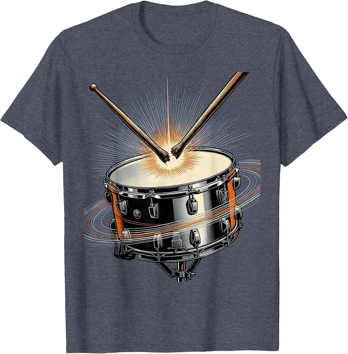 Broken Drumstick Snare Drum Drummer Graphic T-Shirt - Heather Blue