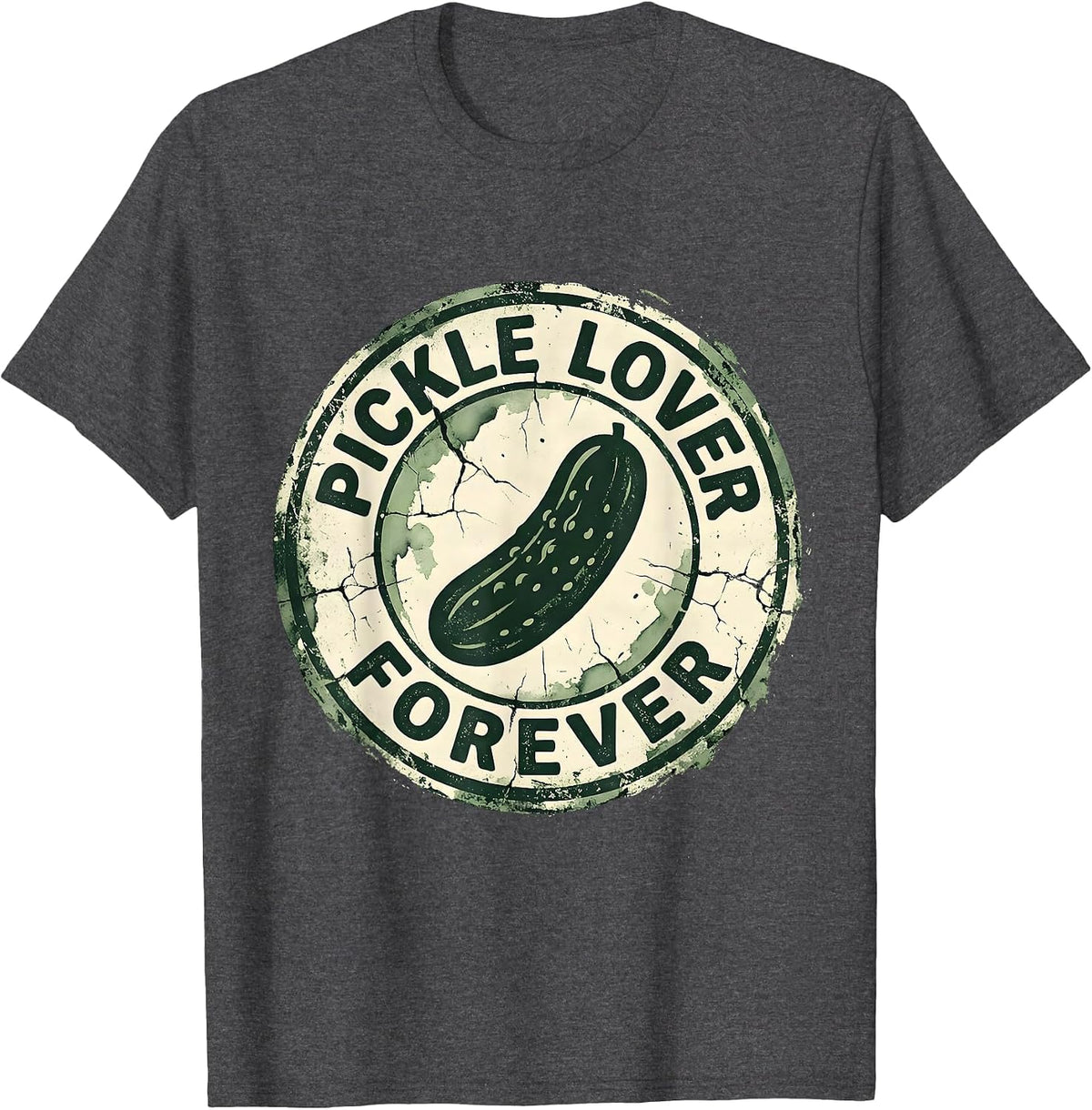 Pickle Lover Forever Funny Pickle Design T-Shirt - Dark Heather Grey