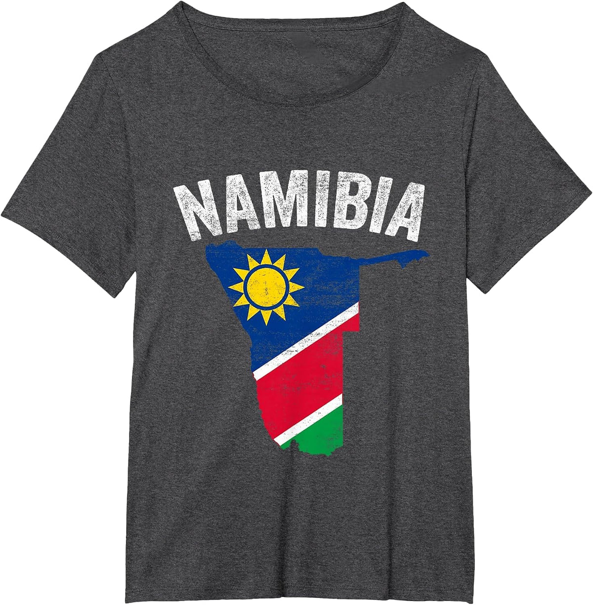 Distressed Retro Namibia Flag Namibia Map Patriotic T-Shirt - Dark Heather Grey
