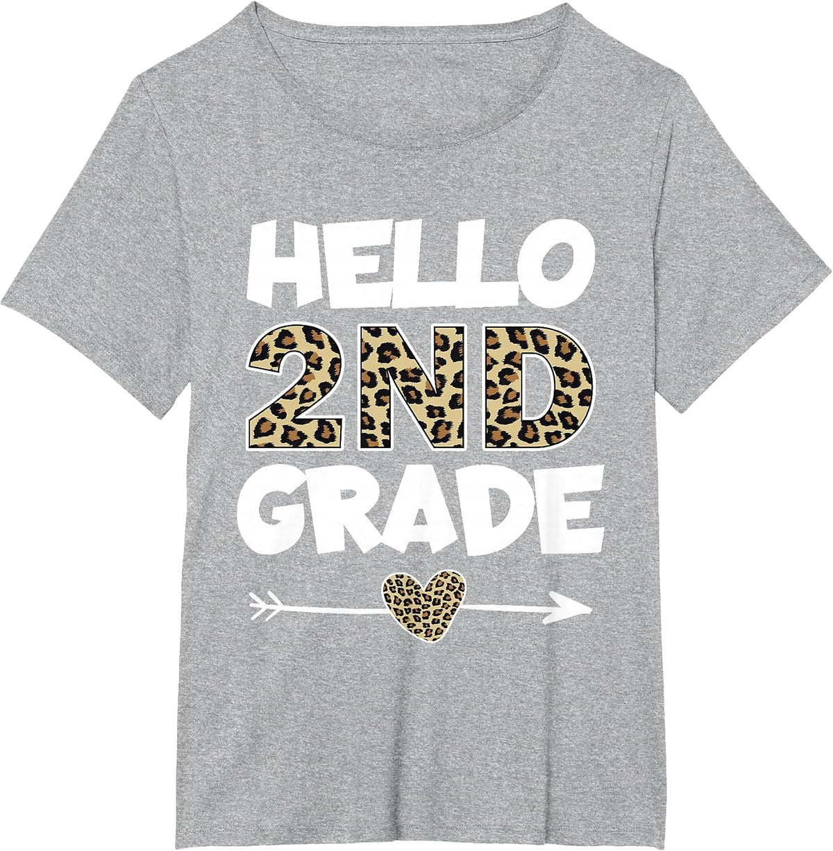 Hello 2nd Grade Leopard Print Second Grade Teacher Kids T-Shirt - Heather Grey