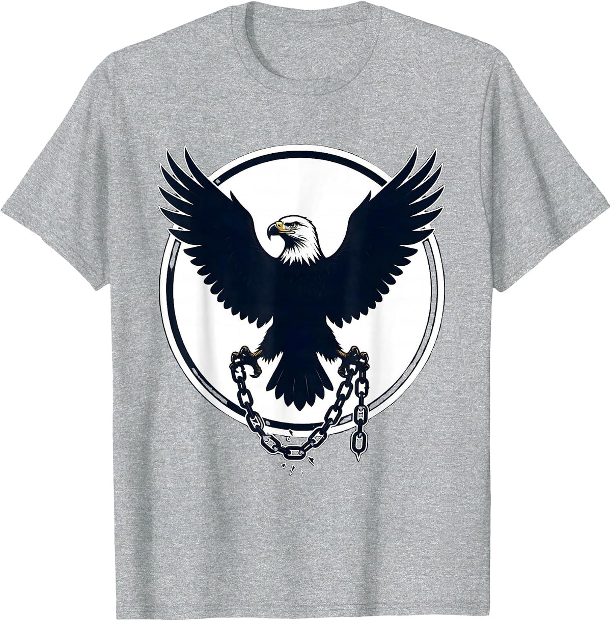Men's Bald Eagle Breaking Chains Freedom Graphic T-Shirt - Heather Grey