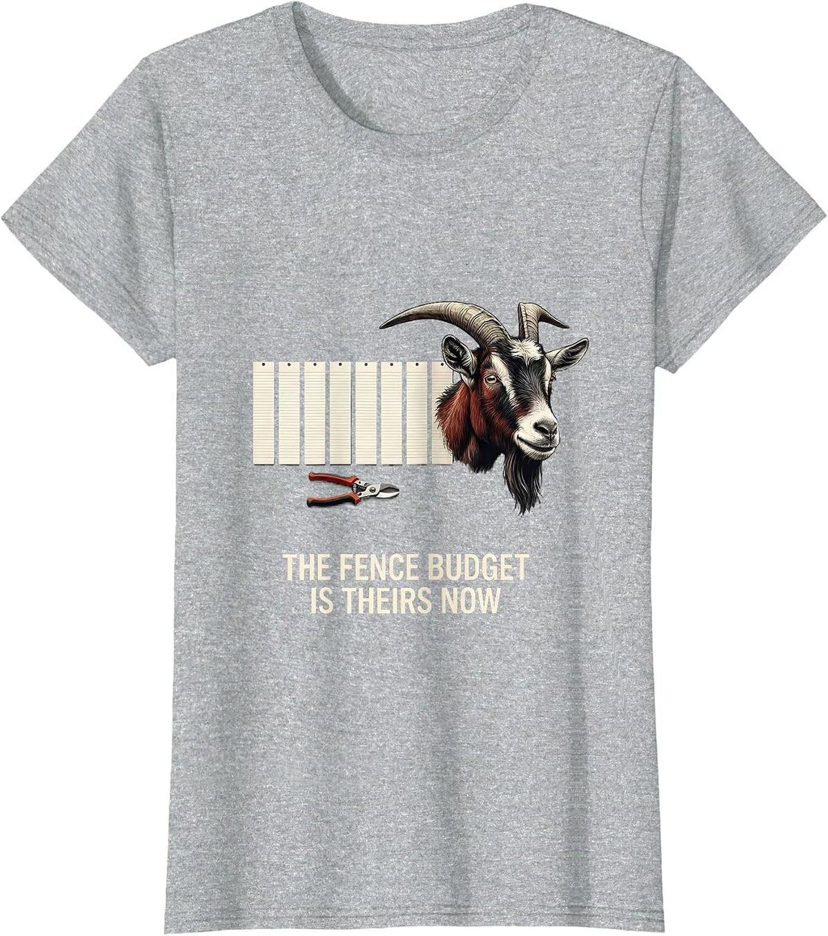 Women's The Fence Budget Is Theirs Now Funny Goat Lover Farm Humor T-Shirt - Heather Grey