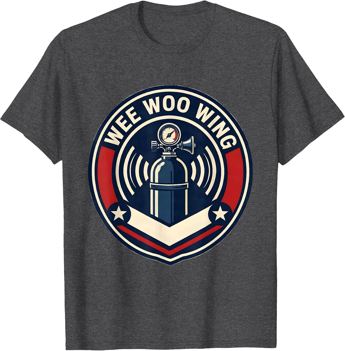 Men's Wee Woo Wing EMT Paramedic EMS Crew Gag Humor T-Shirt - Dark Heather Grey