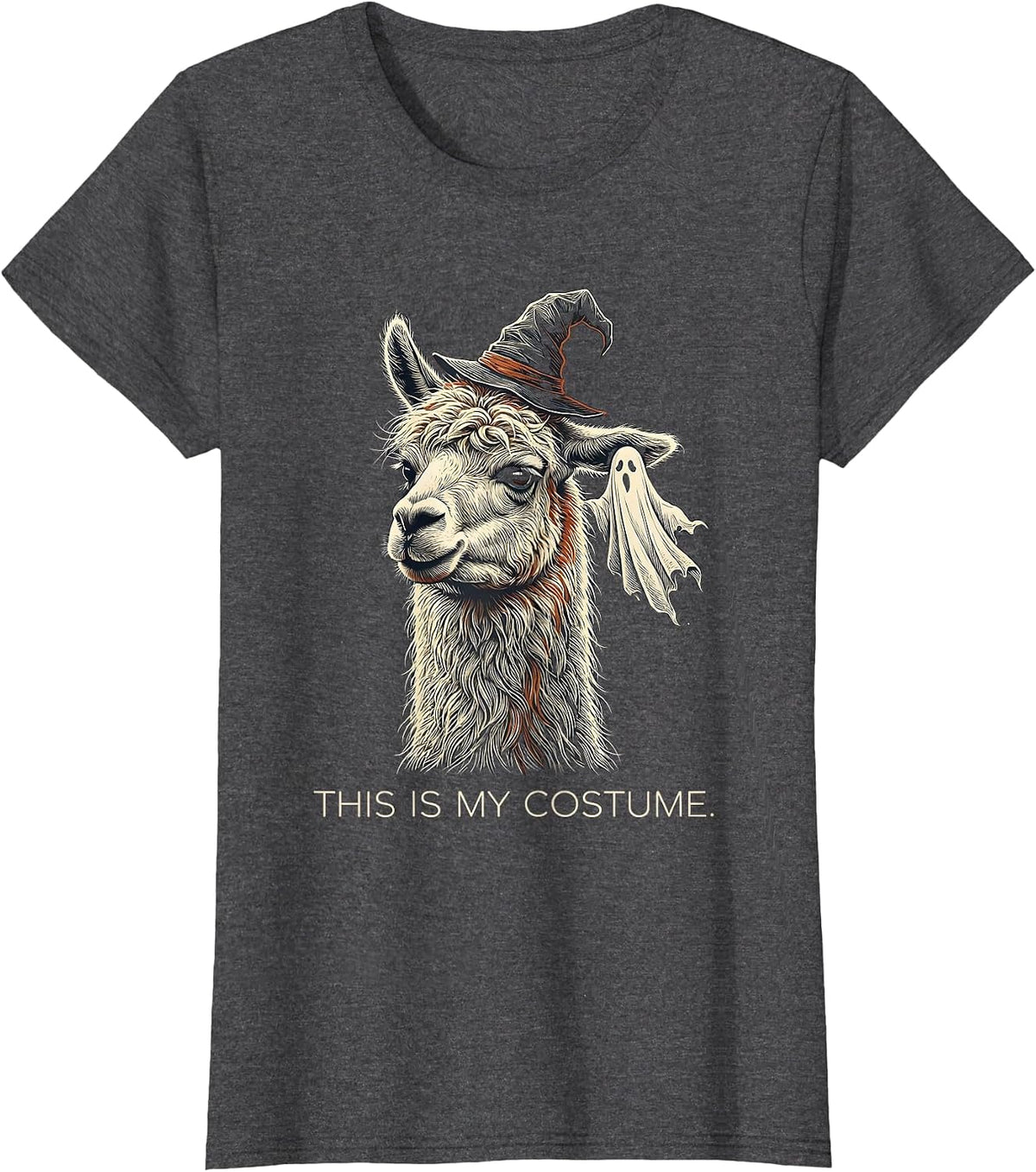 Women's This Is My Costume Funny Llama Halloween Novelty T-Shirt - Dark Heather Grey