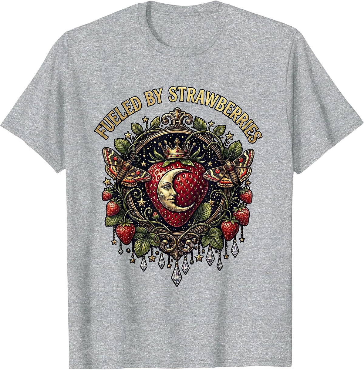 Men's Fueled By Strawberries Fruit Lover Design T-Shirt - Heather Grey