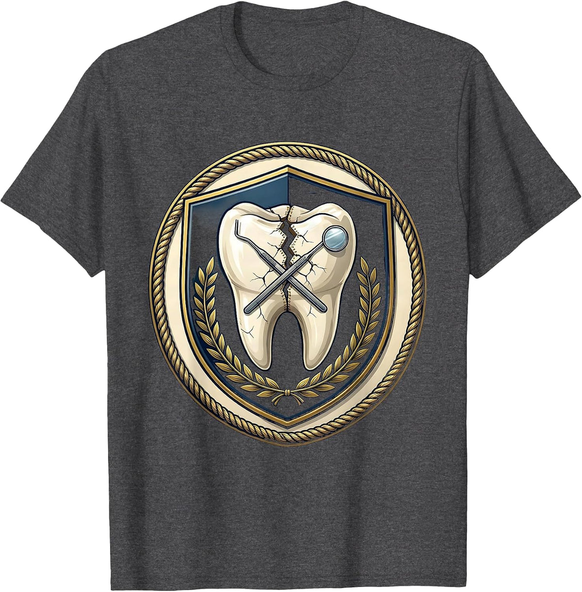 Cracked Molar Repair Dental Assistant Graphic T-Shirt - Dark Heather Grey