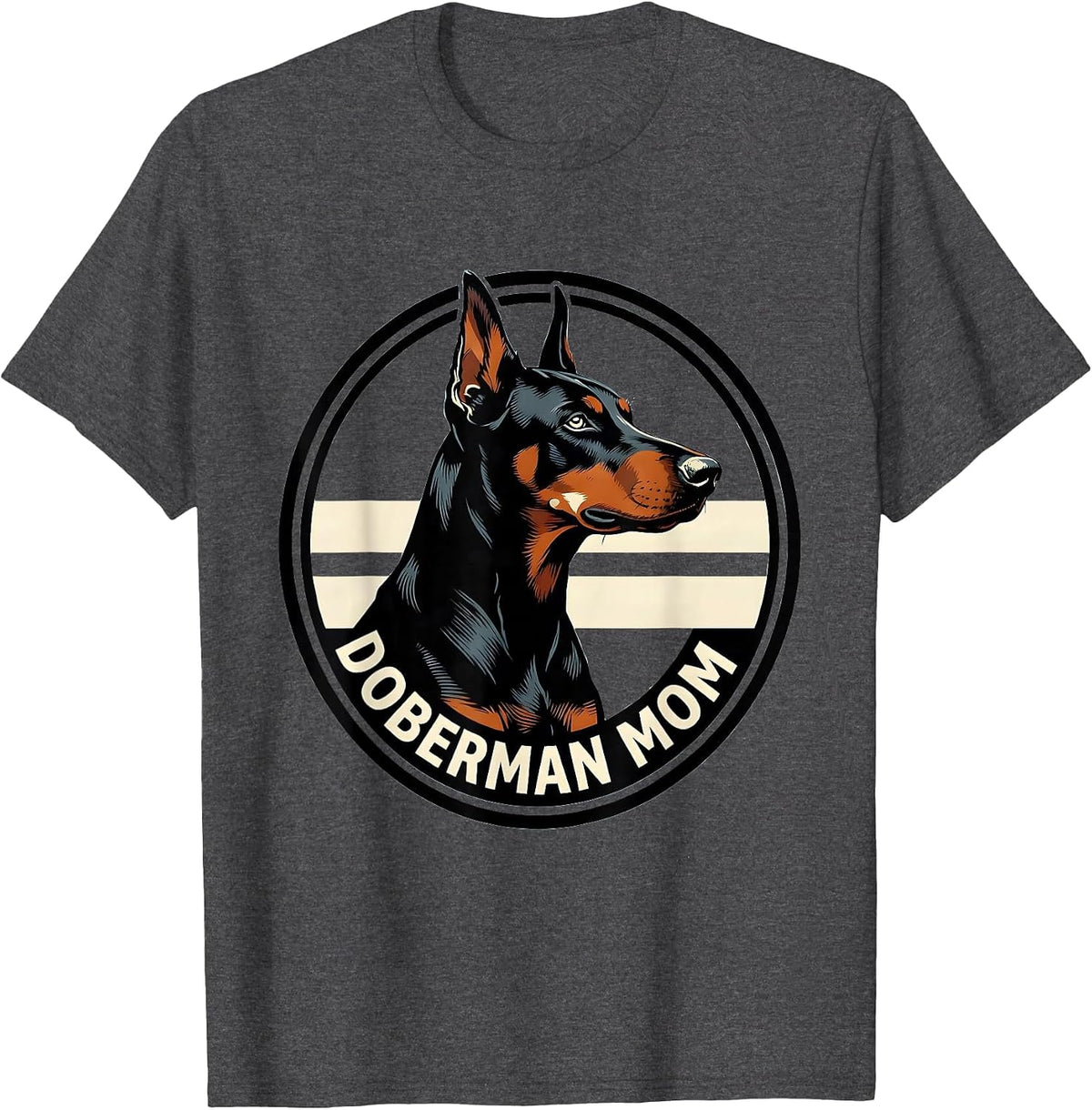 Doberman Mom Patriotic Shield Badge Dobie Owner Pride T-Shirt - Dark Heather Grey