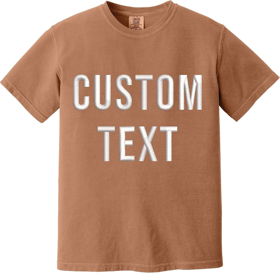 Custom Embroidered Comfort Colors Shirt – Personalized Unisex Cotton Tee – Design Your Own T-Shirt for Men & Women - Yam