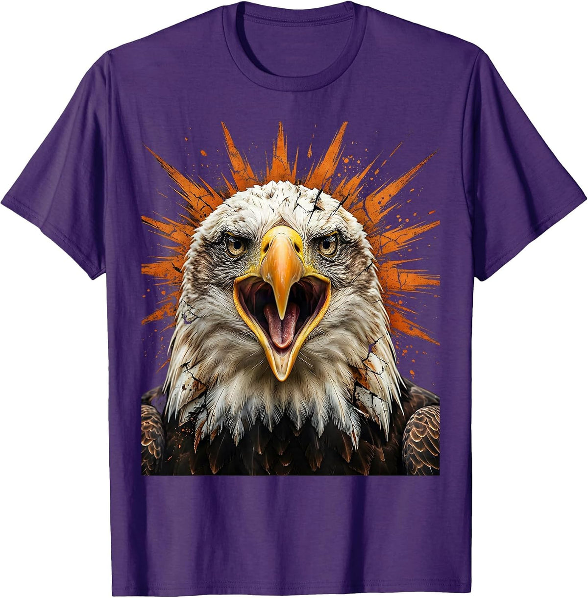 Dramatic Bald Eagle Screaming at Sunrise T-Shirt - Purple