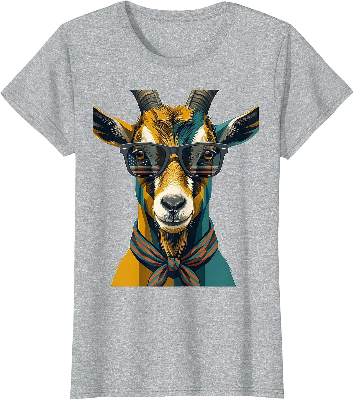 Women's Goat Sunglasses Midcentury Modern Animal Humor T-Shirt - Heather Grey