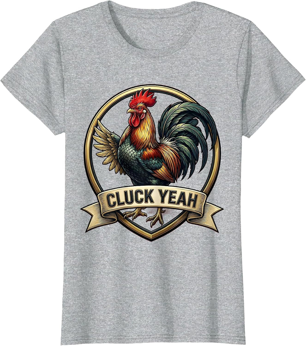 Women's Cluck Yeah Funny Chicken Design T-Shirt - Heather Grey