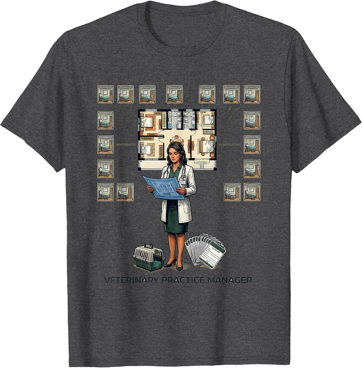 Veterinary Practice Manager Funny Vet Tech Gift T-Shirt - Dark Heather Grey