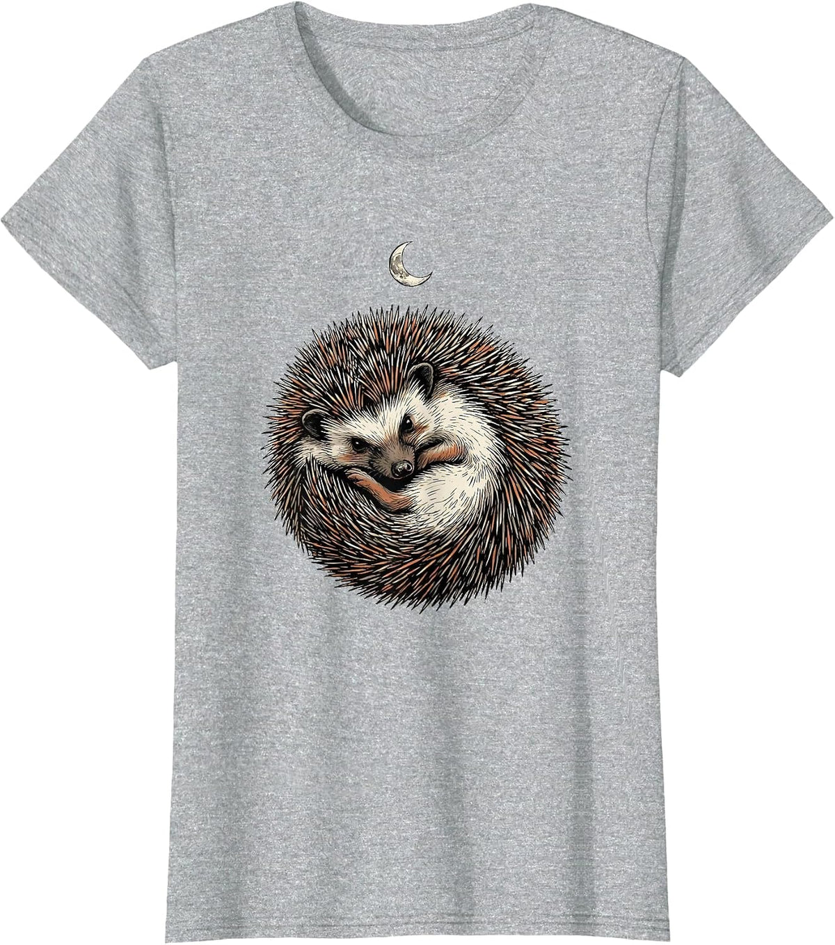 Curling Hedgehog Hand-Sketched Cute Animal Lover Gift T-Shirt - Heather Grey