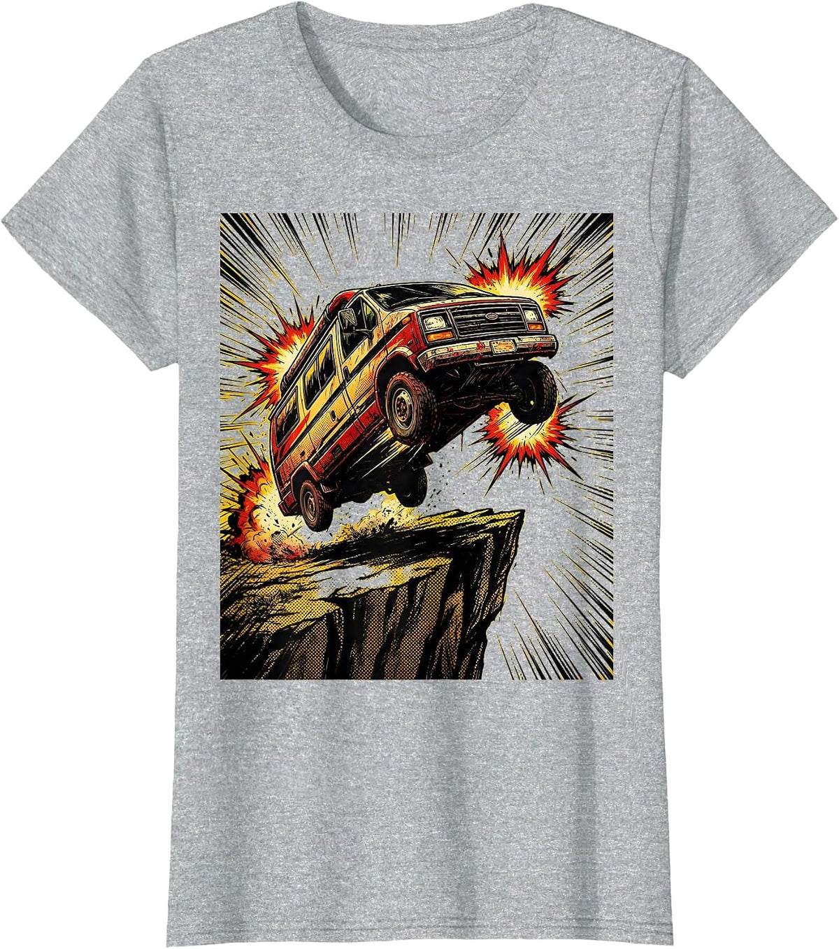 Women's Band Van Over the Edge Graphic Tee T-Shirt - Heather Grey
