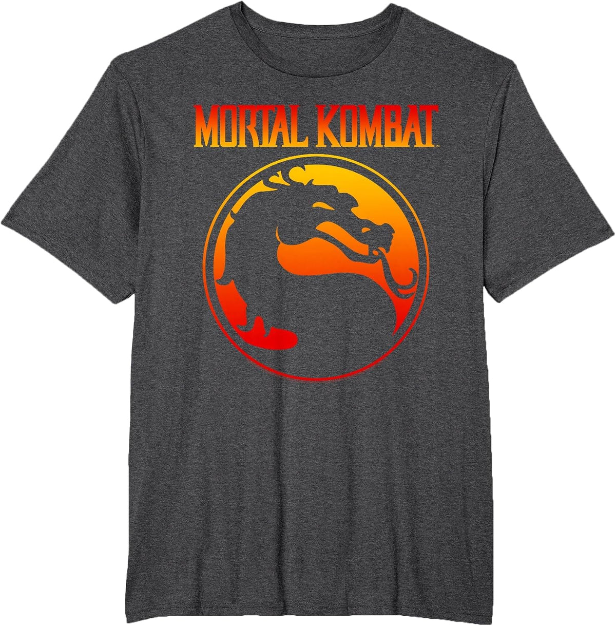 Mortal Kombat Klassic Dragon Gradient Logo Video Game T-Shirt - Dark Heather Grey
