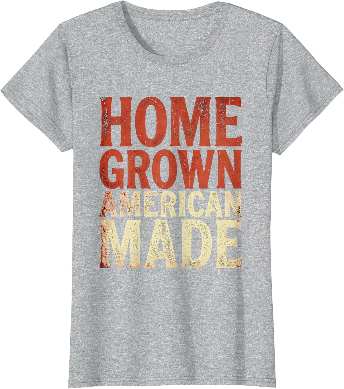 Women's Home Grown American Made Patriotic USA Design T-Shirt - Heather Grey