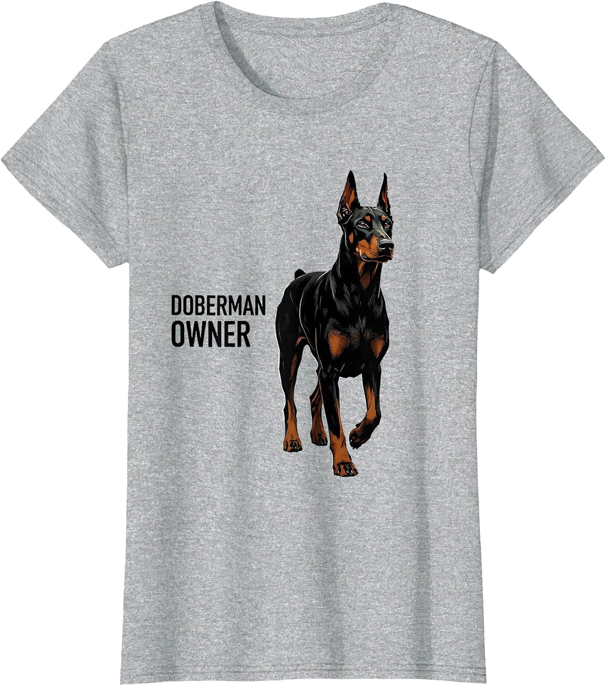 Doberman Owner Dobie Silhouette Dog Mom Dad Pet Lover T-Shirt - Heather Grey