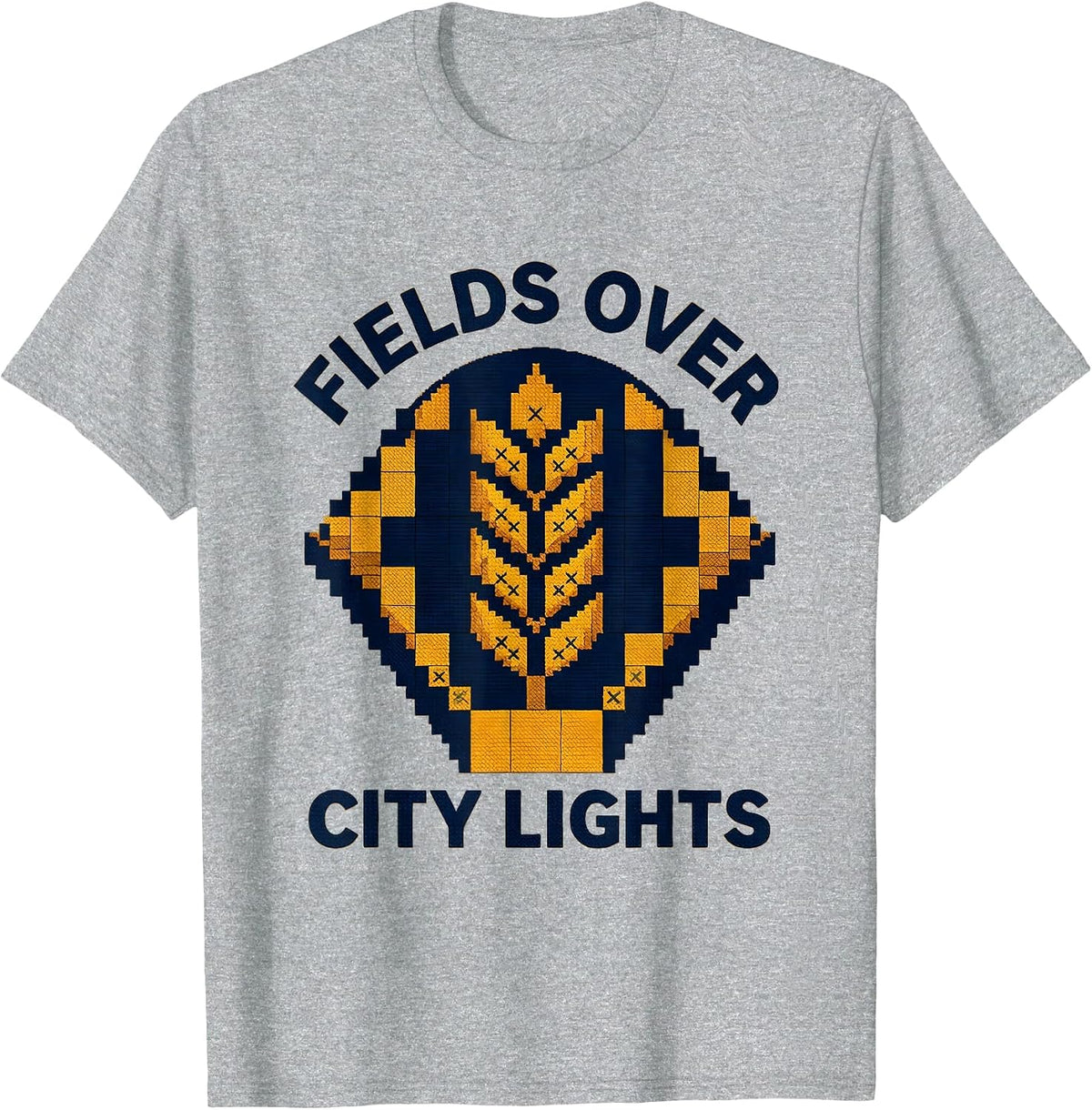 Men's Fields Over City Lights Country Life Design T-Shirt - Heather Grey