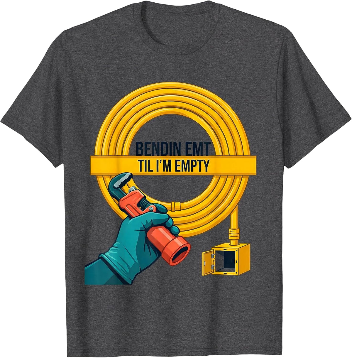 Men's Bendin EMT Til I'm Empty Funny Electrician Gift T-Shirt - Dark Heather Grey