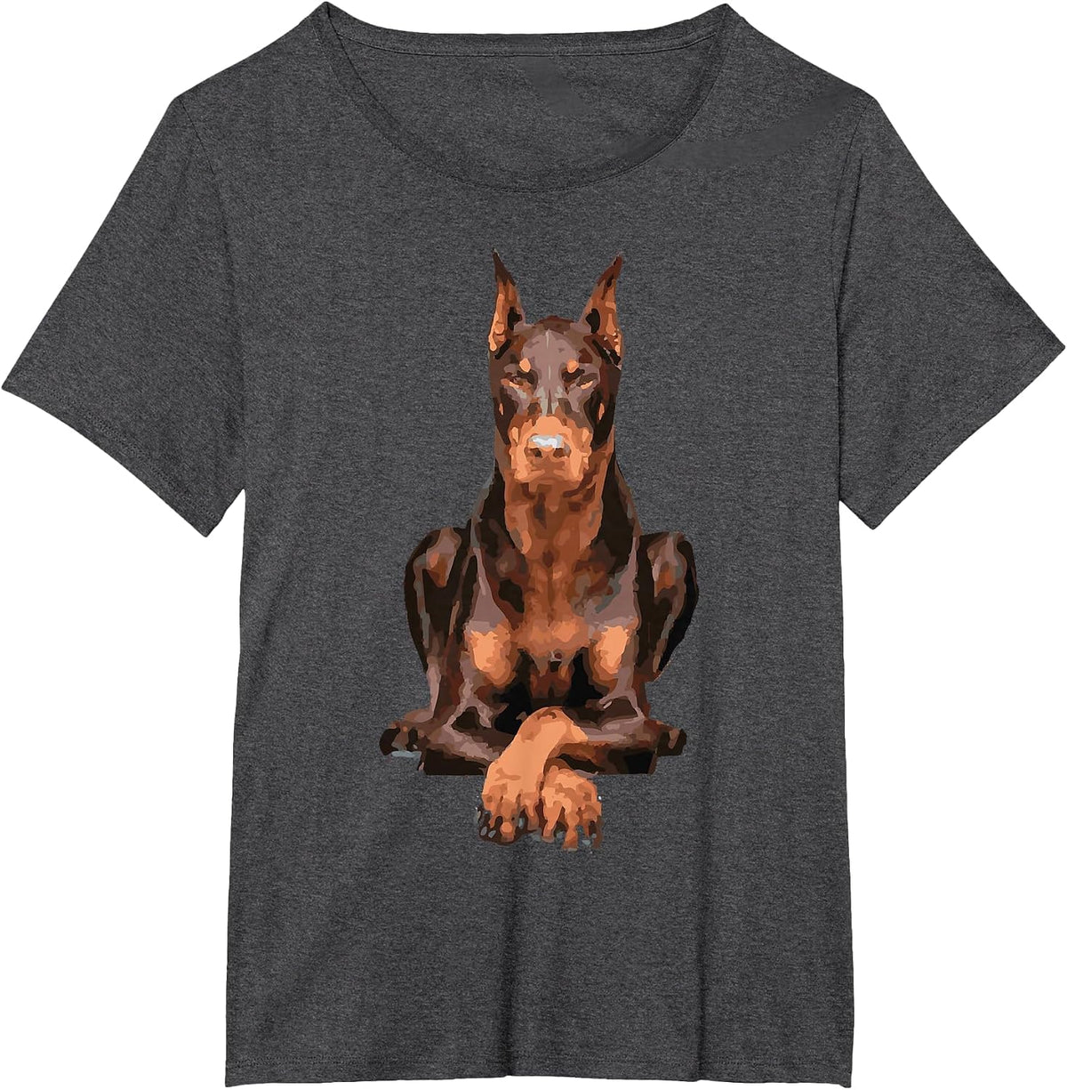 Watercolor Portrait Doberman Pinscher for Dog Owners T-Shirt - Dark Heather Grey
