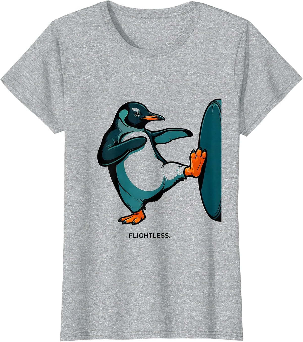 Women's Flight Was Never An Option Tactical Penguin Funny Bird Meme T-Shirt - Heather Grey