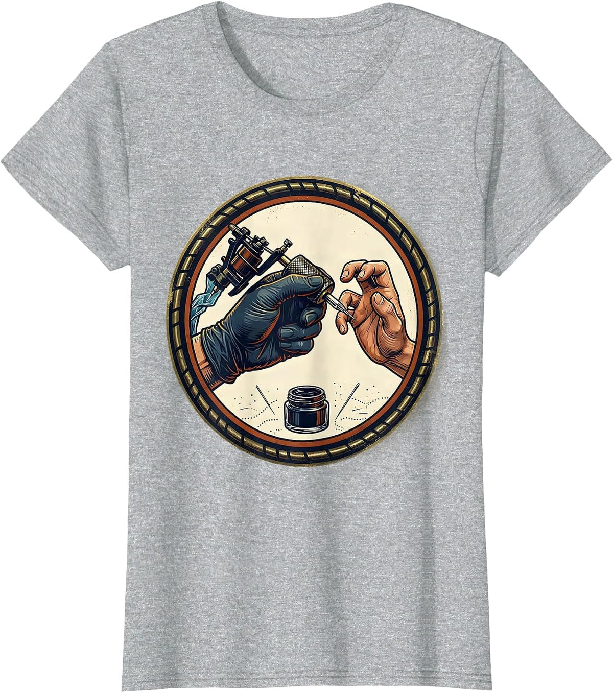 Women's Tattooist Vintage Gloved Hand Ink Artist Humor T-Shirt - Heather Grey