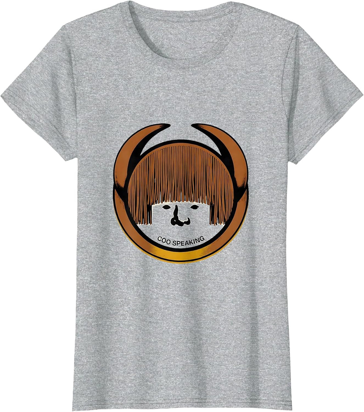 Coo Speaking Editorial Conceptual Highland Cow Whimsical T-Shirt - Heather Grey