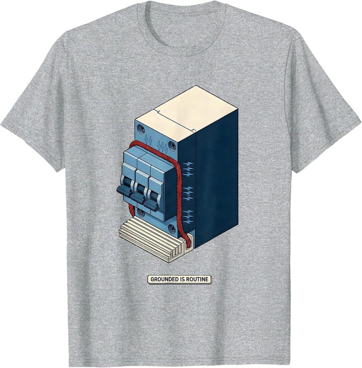 Men's Grounded Is Routine Funny Electrician Gift for Dad T-Shirt - Heather Grey