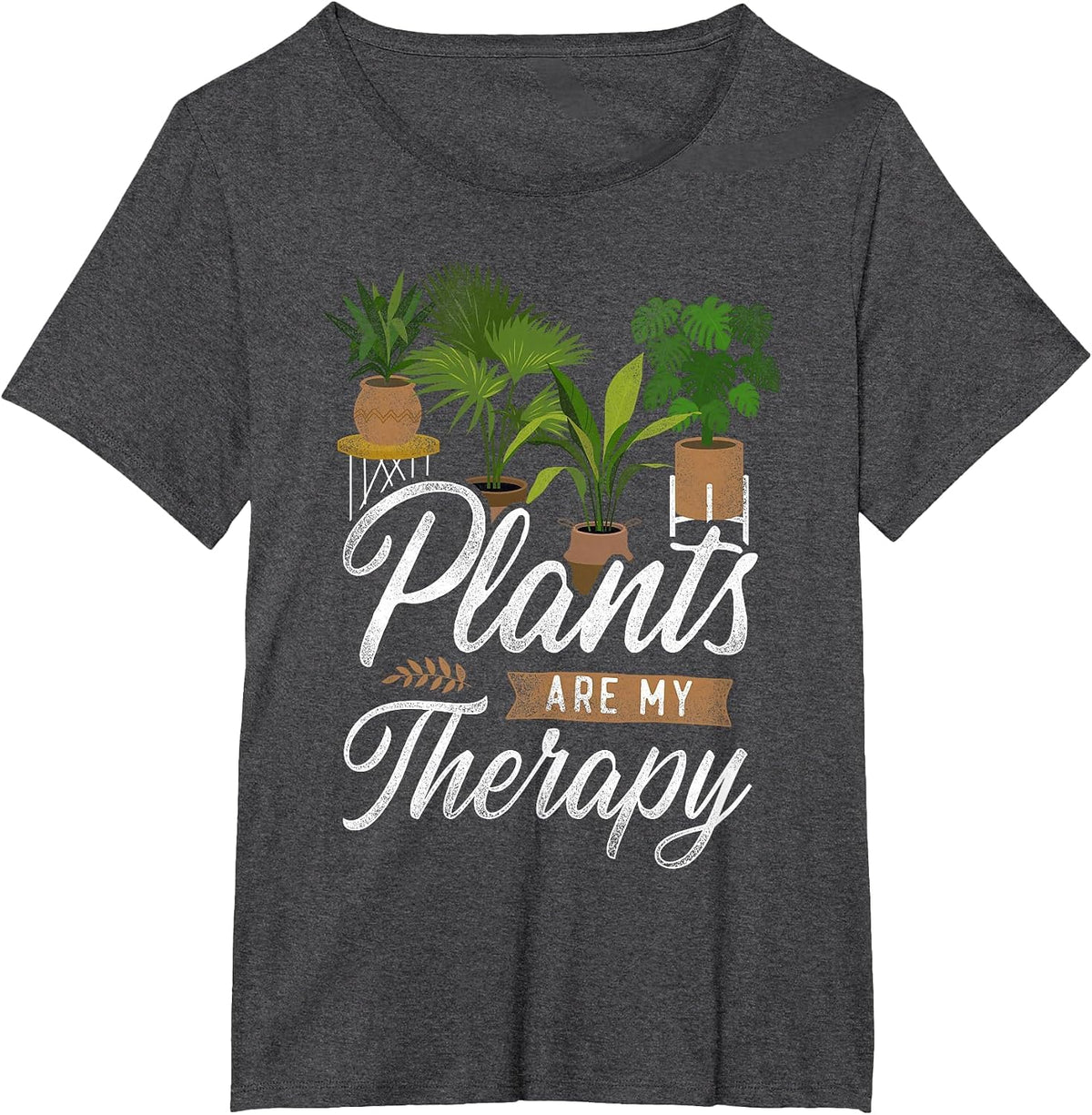 Plant Lover Gardening Plants are My Therapy T-Shirt - Dark Heather Grey