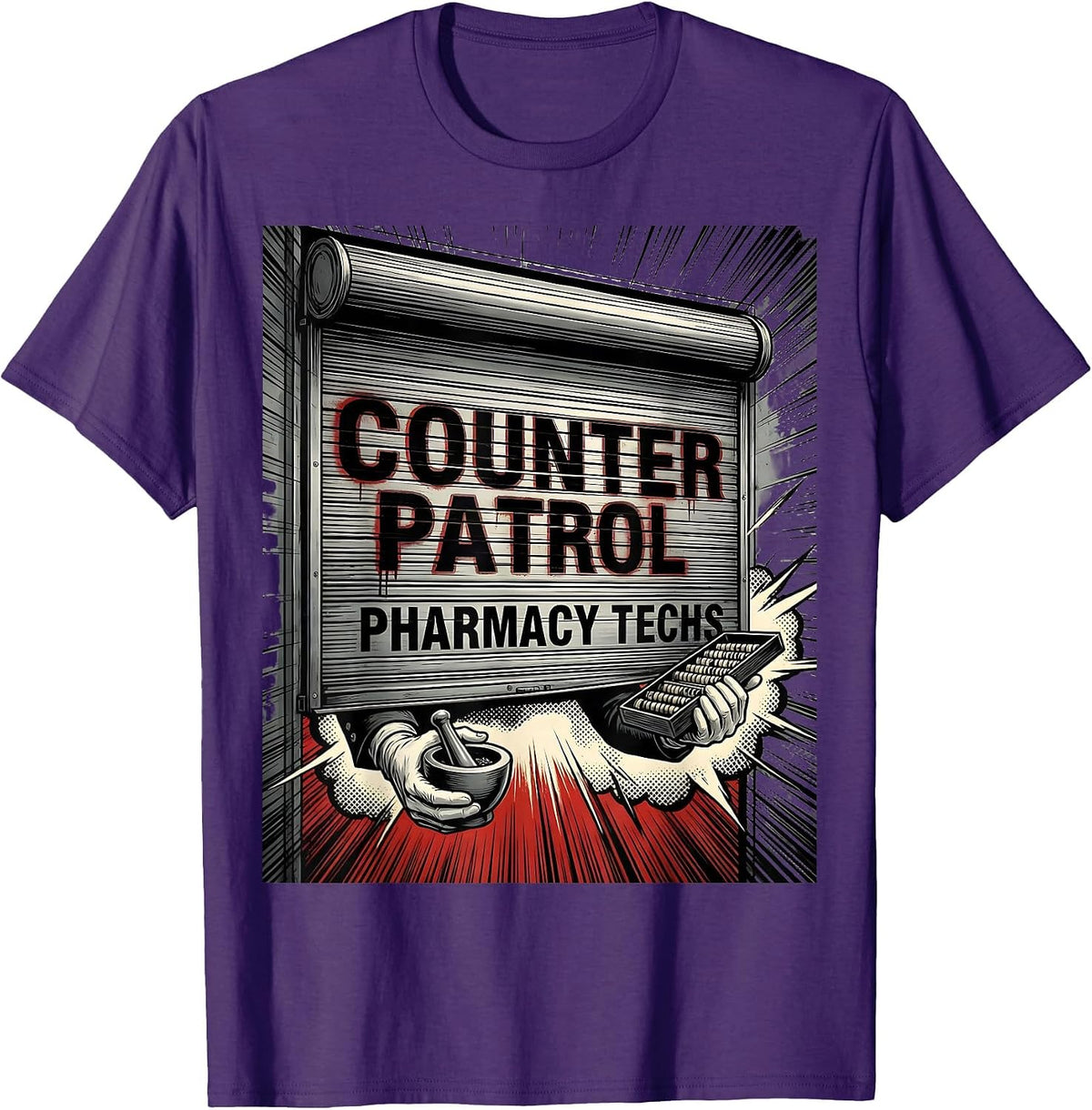 Counter Patrol Pharmacy Techs Funny Pharmacy Tech Humor T-Shirt - Purple
