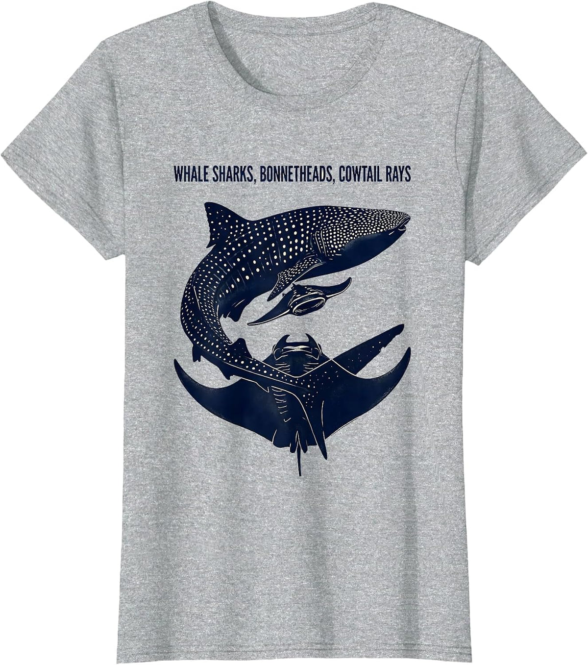 Whale Sharks, Bonnetheads, Cowtail Rays Marine Biology Humor T-Shirt - Heather Grey