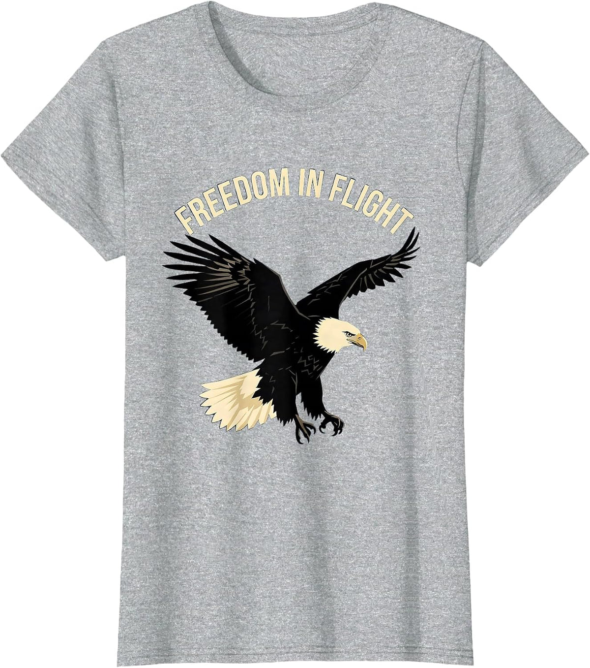 Freedom In Flight Bald Eagle Silhouette Patriotic Wildlife T-Shirt - Heather Grey