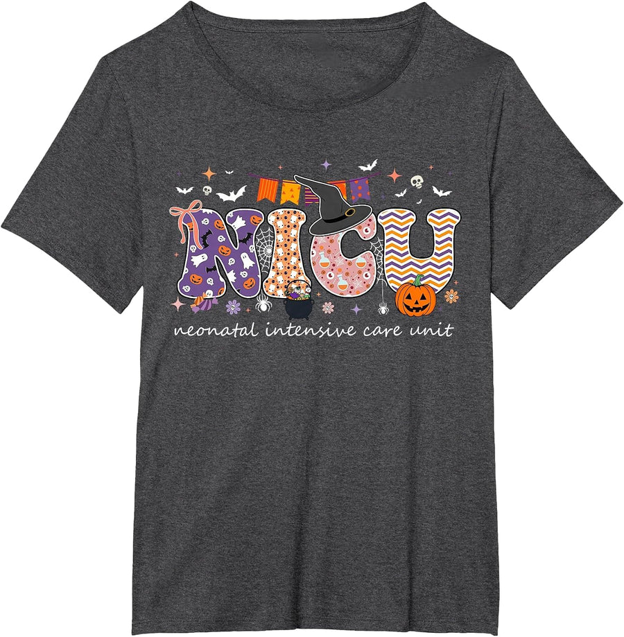 Neonatal Intensive Care Unit Coquette NICU Nurse Halloween T-Shirt - Dark Heather Grey