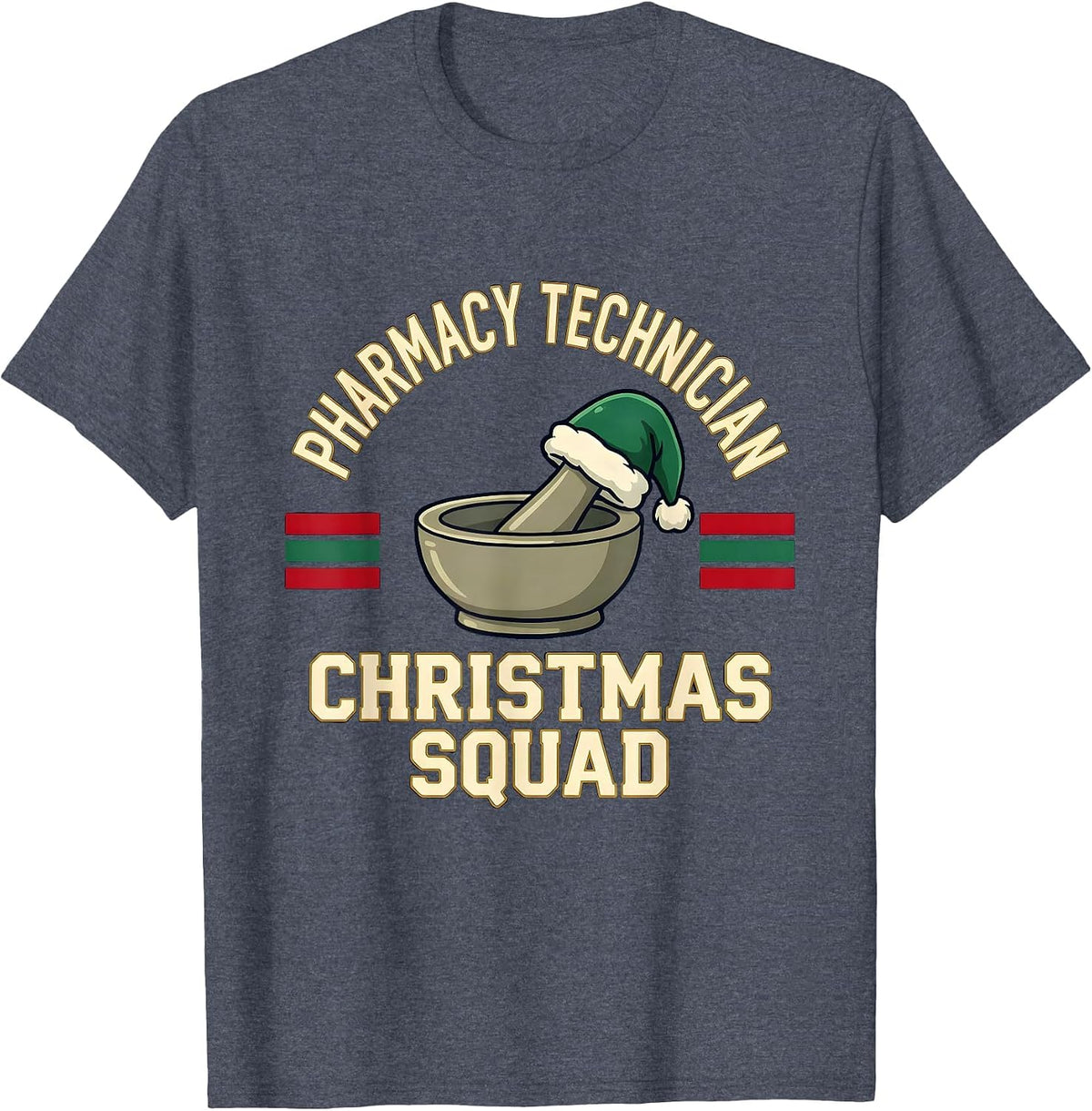 Pharmacy Technician Christmas Squad Funny Pharmacy Tech T-Shirt - Heather Blue