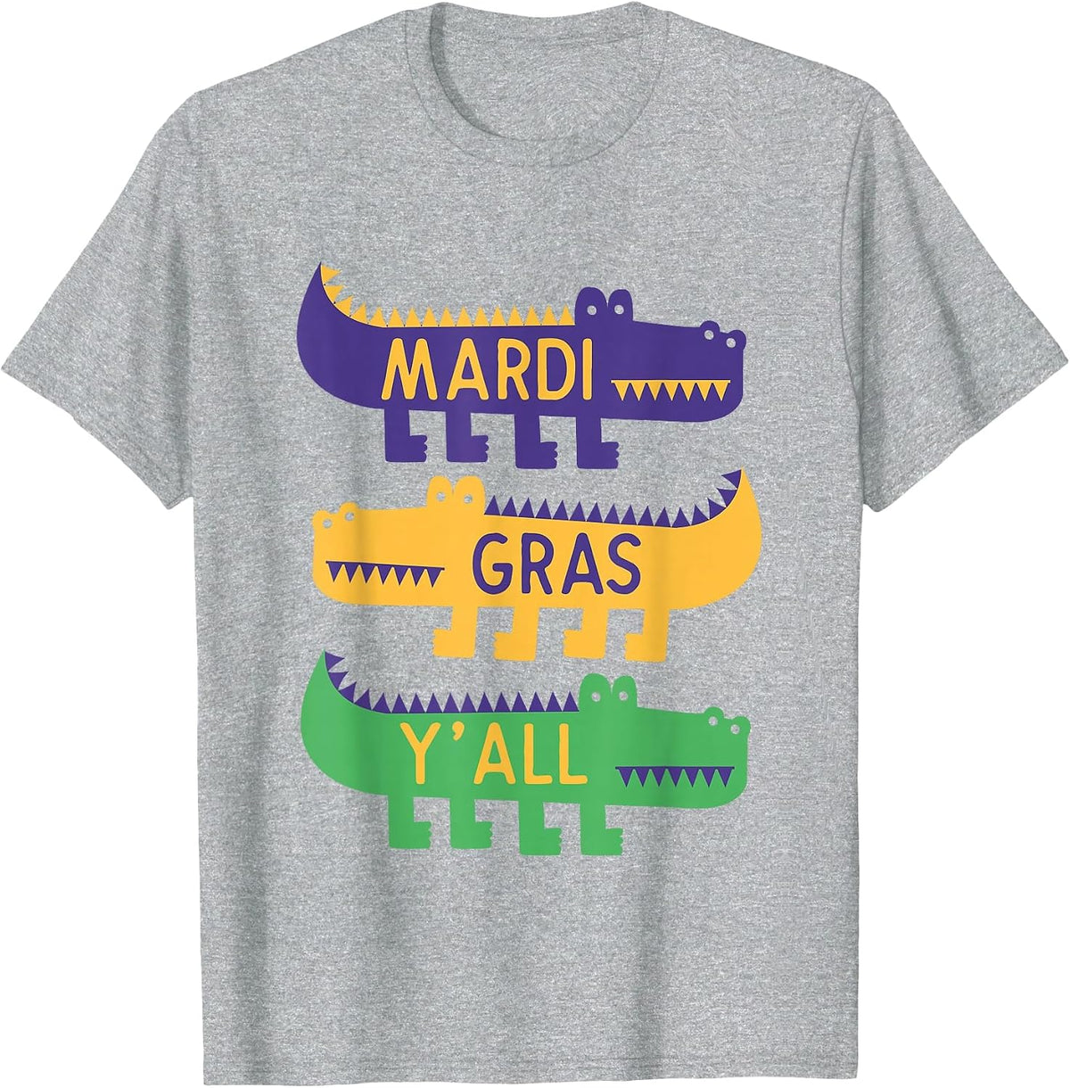 New Orleans Mardi Gras Yall Festival Costume Kids Alligators T-Shirt - Heather Grey